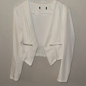 SHEIN Classic White Blazer with Zipper Accents